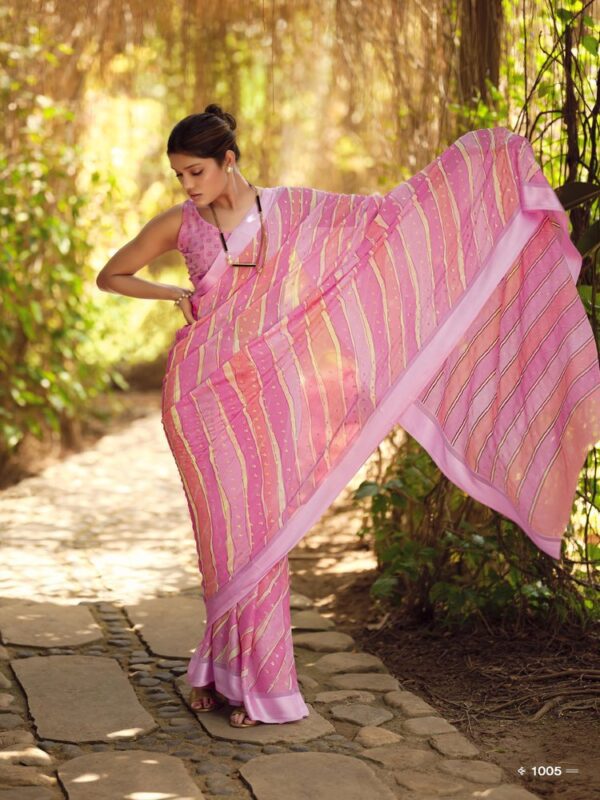 Orchid Dull Moss Leheriya saree