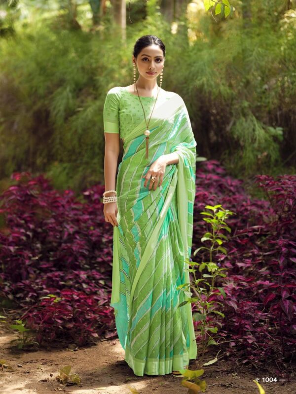 Pastel Green Dull Moss Leheriya saree