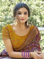 Boysenberry Soft Silk Jequard Patola saree