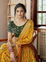 Mustard Yellow Soft Silk Jequard Patola saree