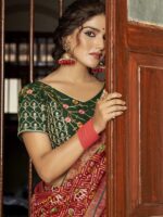 Ruby Red Soft Silk Jequard Patola saree