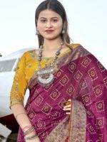 Boysenberry Soft Silk Jequard Bandhini saree