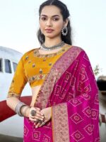 Rani Soft Silk Jequard Bandhini saree
