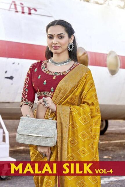 Thumbnail Soft Silk Jequard Bandhini saree