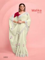 Creme Pure Linen Printed saree