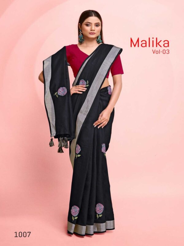 Gunmetal Gray Pure Linen Printed saree