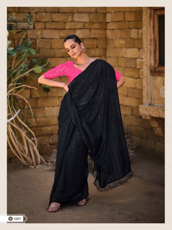 Black Soft Silk Plain saree