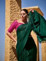 Ever Green Soft Silk Plain saree