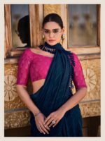 Midnight Blue Soft Silk Plain saree