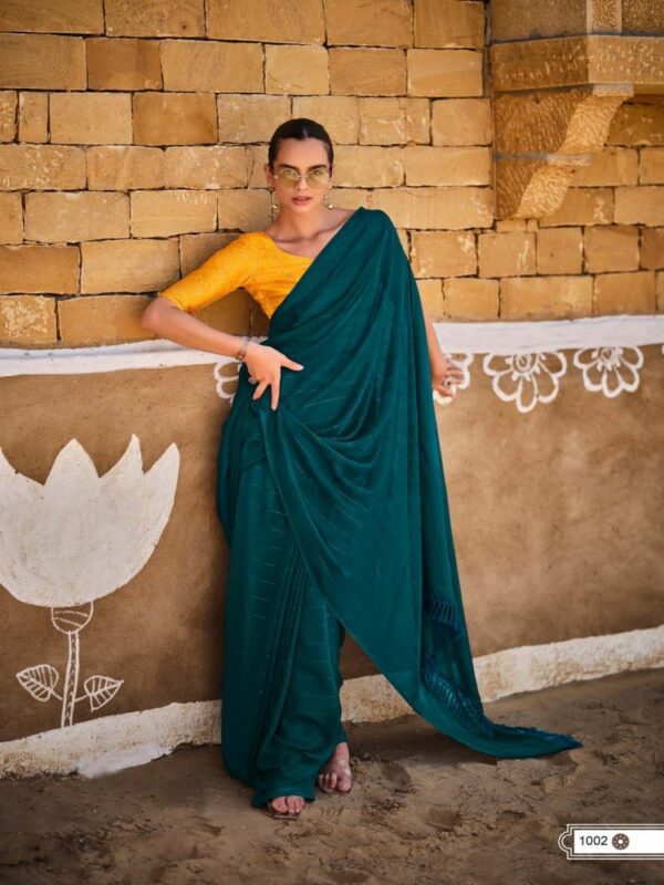Peacock Blue Soft Silk Plain saree