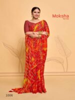 Carmine Red Viscose Pattern Checks Bandhej saree