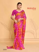 Pink Viscose Pattern Checks Bandhej saree