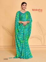 Sky Blue Viscose Pattern Checks Bandhej saree