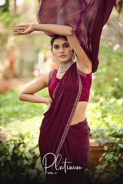 Thumbnail Satin Plain saree