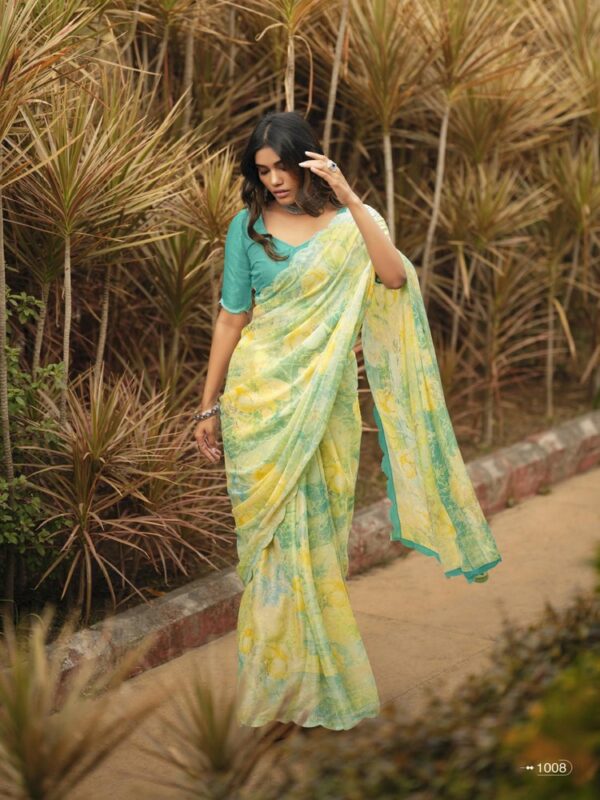 Light Green Brasso Fancy Printed saree