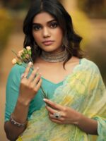 Light Green Brasso Fancy Printed saree