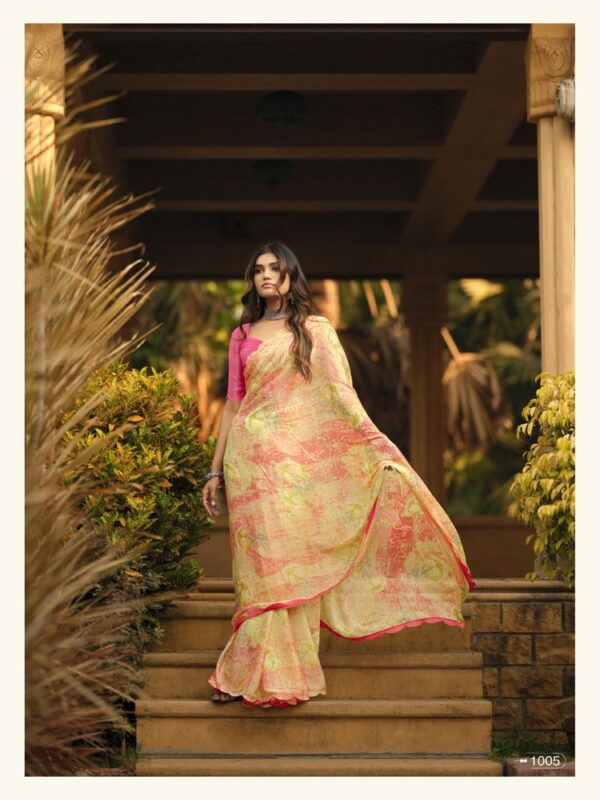 Pastel Pink Brasso Fancy Printed saree