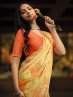 Pastel Yellow Brasso Fancy Printed saree