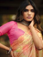 Soft Pink Brasso Fancy Printed saree