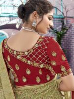 Brass Moss Georgette Bandhini saree