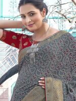 Gray Moss Georgette Bandhini saree