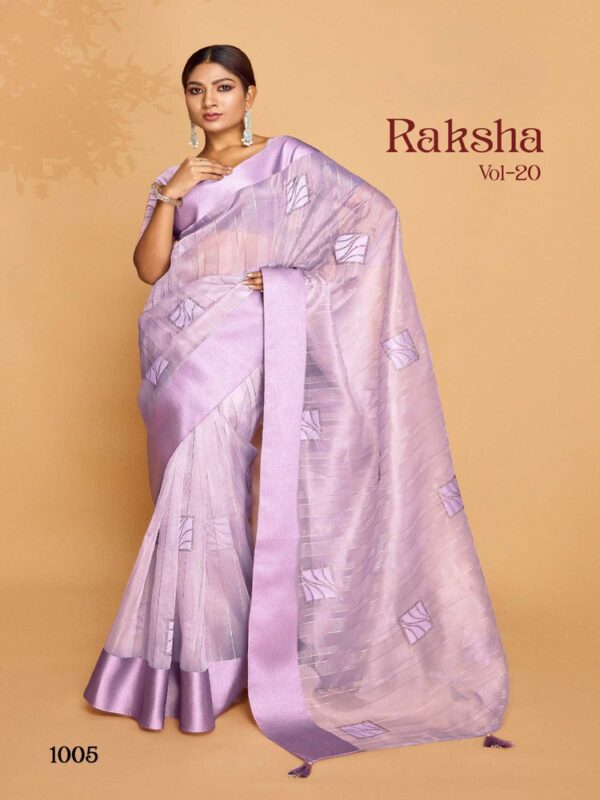 Light Purple Organza Silk Plain saree