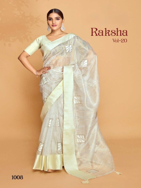 Off White Organza Silk Plain saree