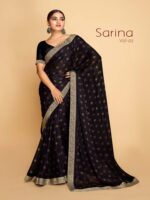 Black PC Moss Fancy Printed saree