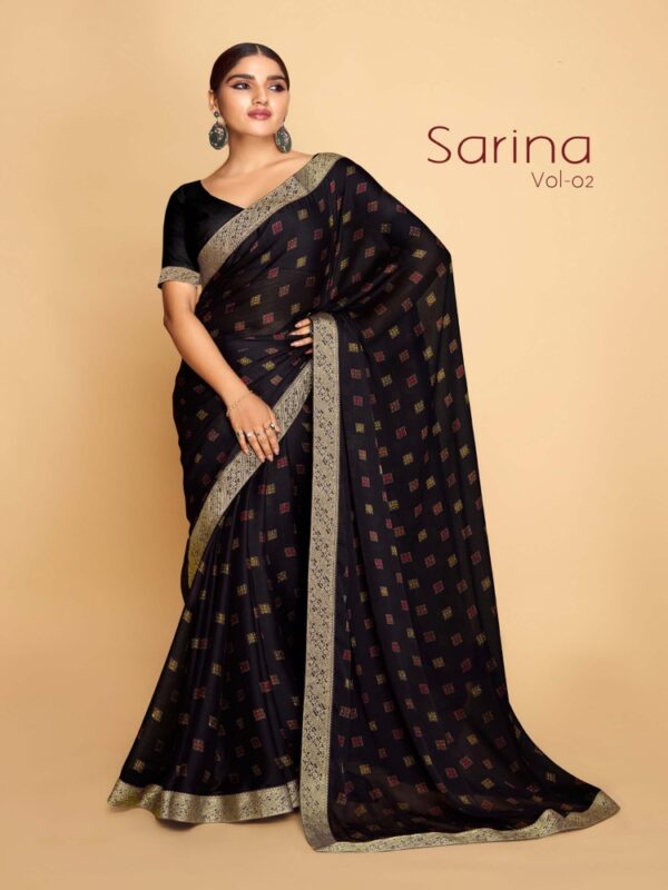 Black PC Moss Fancy Printed saree
