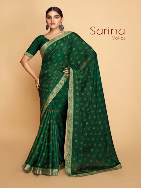 Green PC Moss Fancy Printed saree