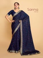 Midnight Blue PC Moss Fancy Printed saree