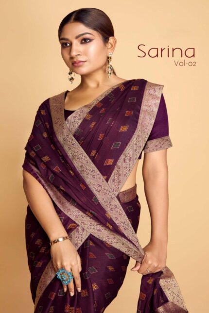 Thumbnail PC Moss Fancy Printed saree