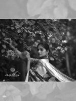 Slate Gray Dull Moss Brasso Fancy Printed saree