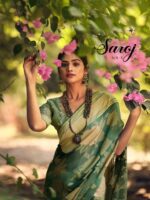 Thumbnail Dull Moss Brasso Fancy Printed saree