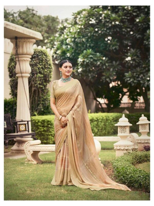 Buff Dull Moss Fancy Printed saree