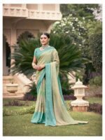 Light Blue Dull Moss Fancy Printed saree
