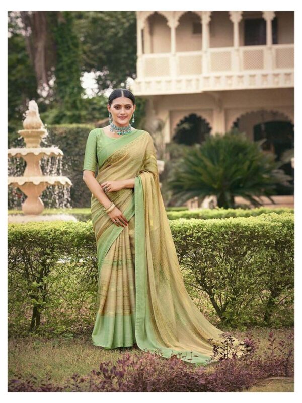 Light Green Dull Moss Fancy Printed saree