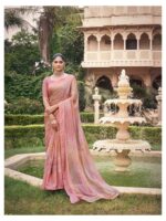 Pastel Pink Dull Moss Fancy Printed saree
