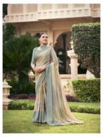Slate Gray Dull Moss Fancy Printed saree