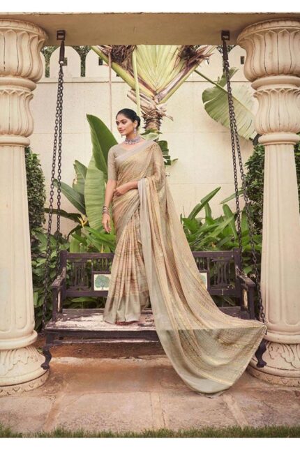 Thumbnail Dull Moss Fancy Printed saree
