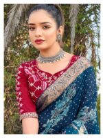 Blue Dola Silk Bandhini saree