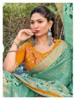 Cyan Blue Dola Silk Bandhini saree