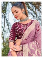 Soft Pink Dola Silk Bandhini saree