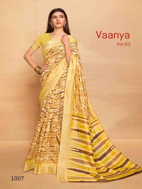 Saffron Crystal Dobby Printed saree