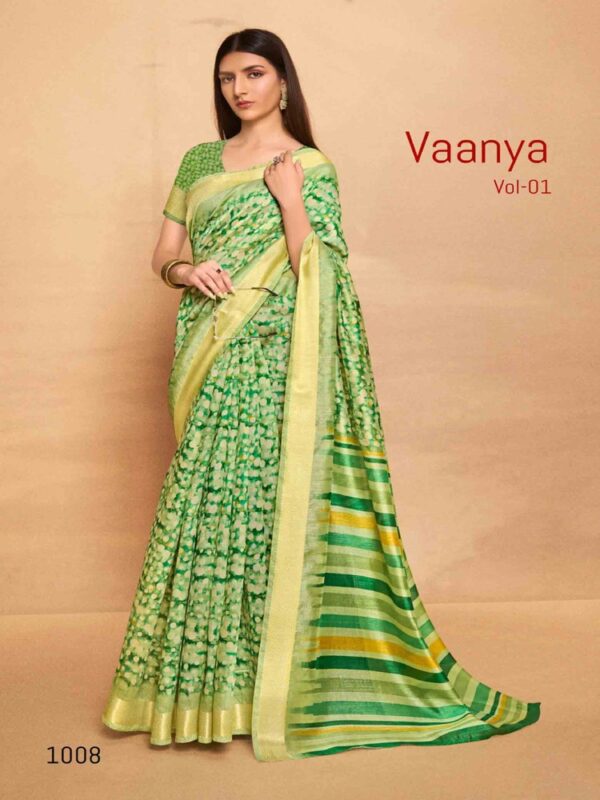 Sea Green Crystal Dobby Printed saree