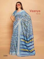 Sky Blue Crystal Dobby Printed saree