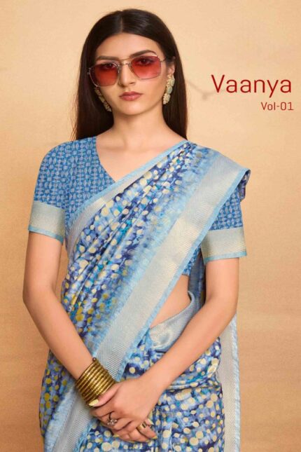 Thumbnail Crystal Dobby Printed saree