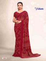 Chilli Red Georgette Printed saree