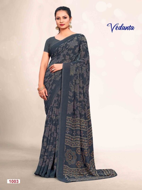 Gray Georgette Printed saree