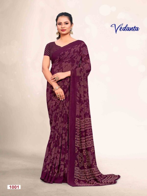 Maroon Georgette Printed saree